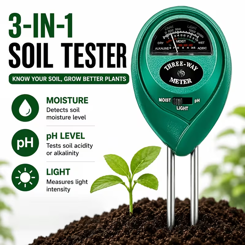 Gardening Tools Equipment - 3-in-1 Soil Tester (Moisture, PH, and