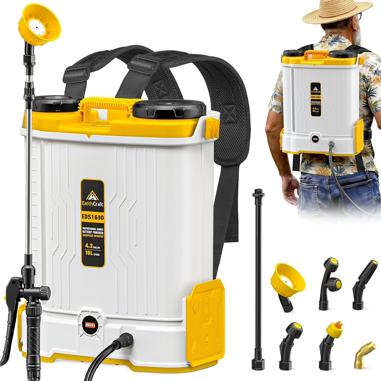 Gardening Tools Equipment - 4.2 Gal Battery Powered Backpack Sprayer