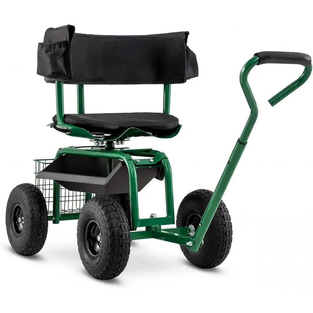 Gardening Tools Basket - Adjustable 360° Swivel Rolling Garden Seat