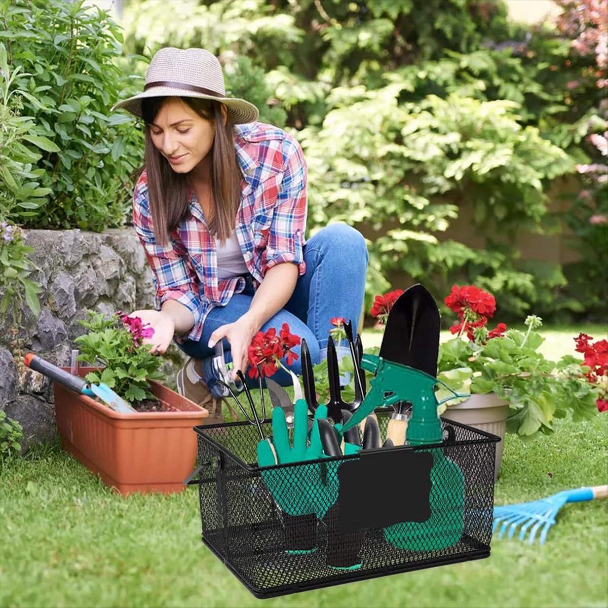BHBL Garden Tool Basket Mesh G - Gardening Tools Basket 评论和价格