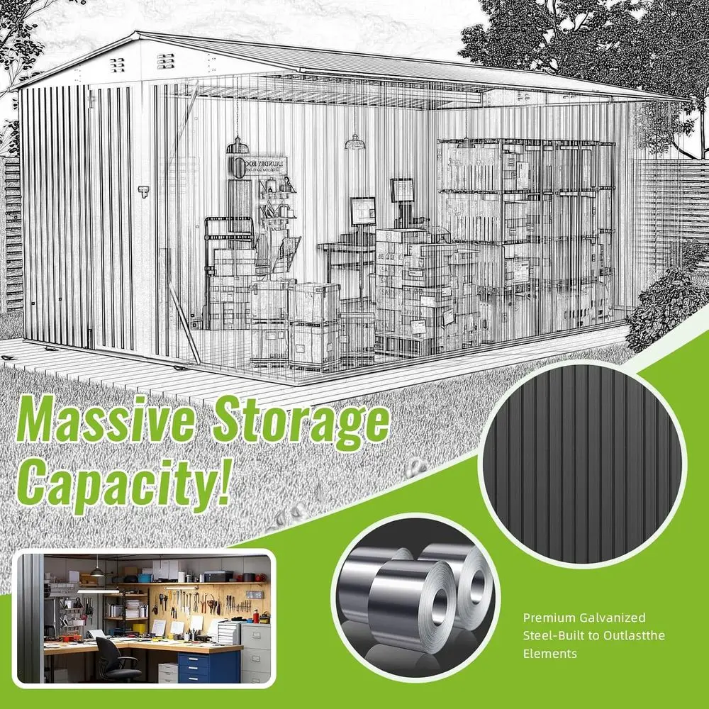 Durable Metal Outdoor Storage  - Gardening Tools Equipment 评论和价格