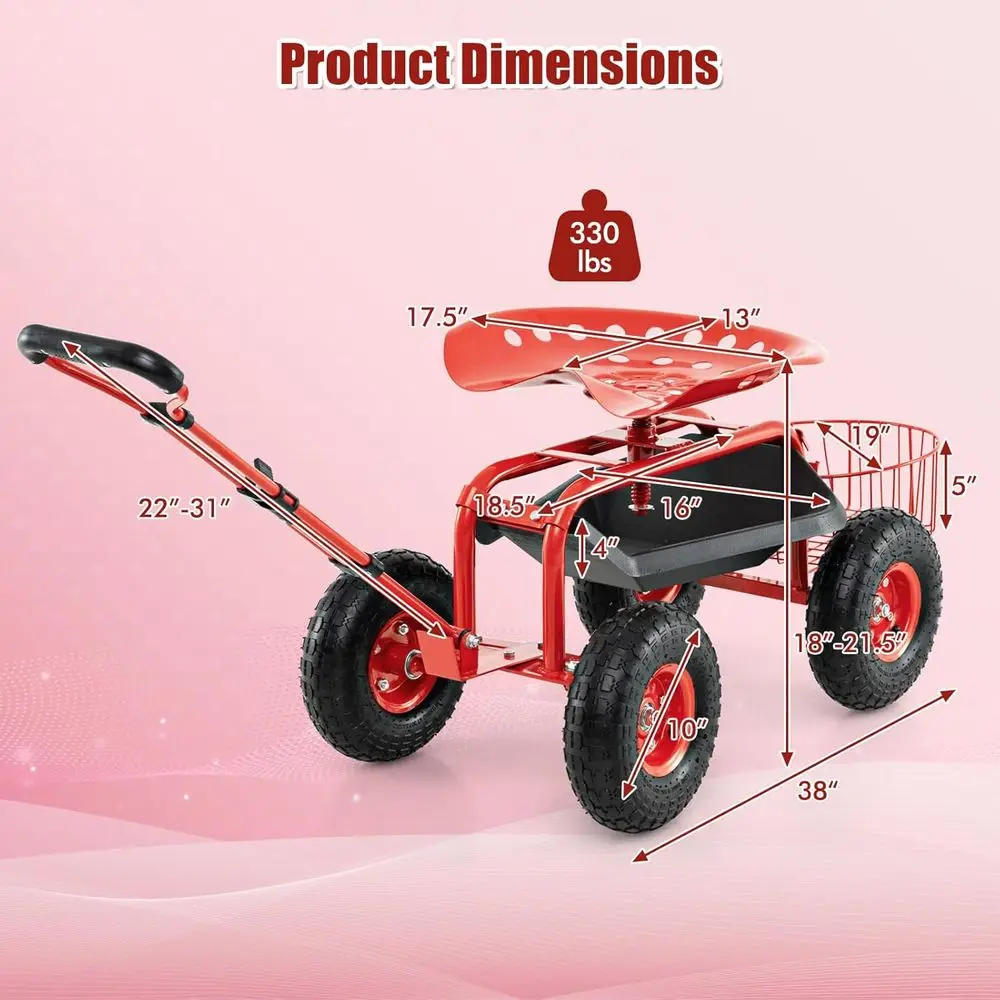 Adjustable Garden Cart with Sw - Gardening Tools Basket 评论和价格