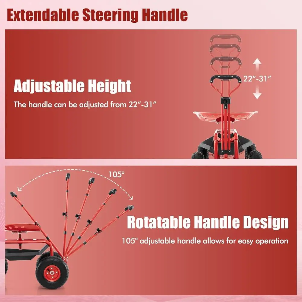 Adjustable Garden Cart with Sw - Gardening Tools Basket 评论和价格