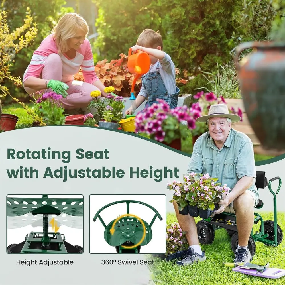 Adjustable 360° Swivel Rolling - Gardening Tools Basket 评论和价格
