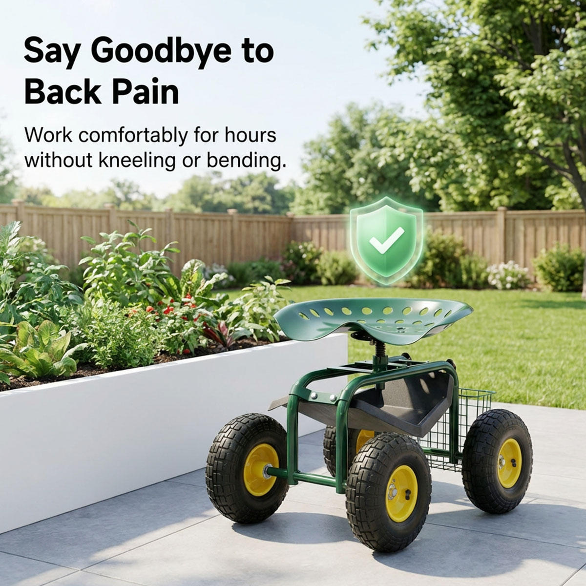 Garden Seat with Wheels, Rolli - Gardening Tools Basket 评论和价格