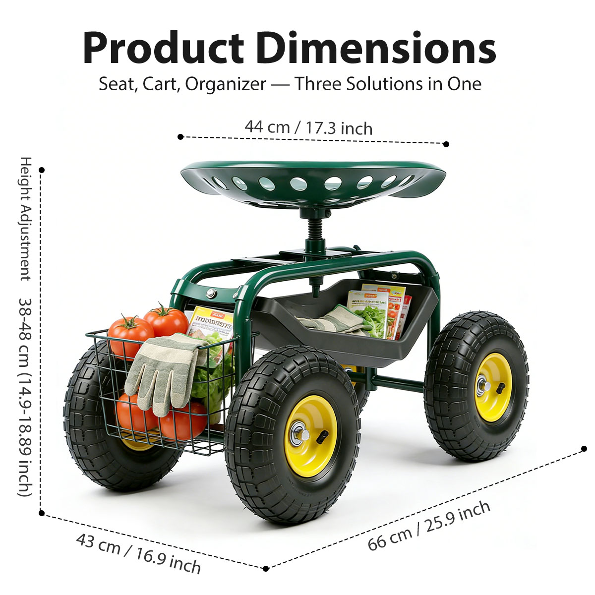 Garden Seat with Wheels, Rolli - Gardening Tools Basket 评论和价格